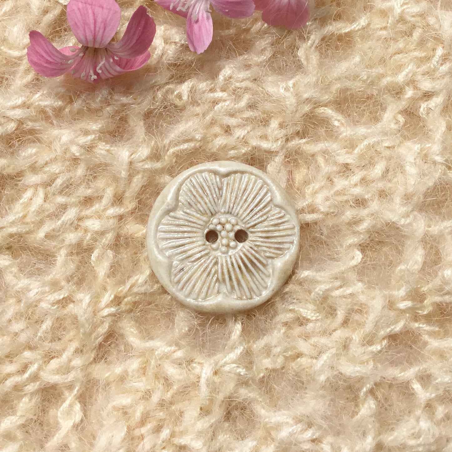 ‘Pressed Flowers’ Porcelain Button  7/8"