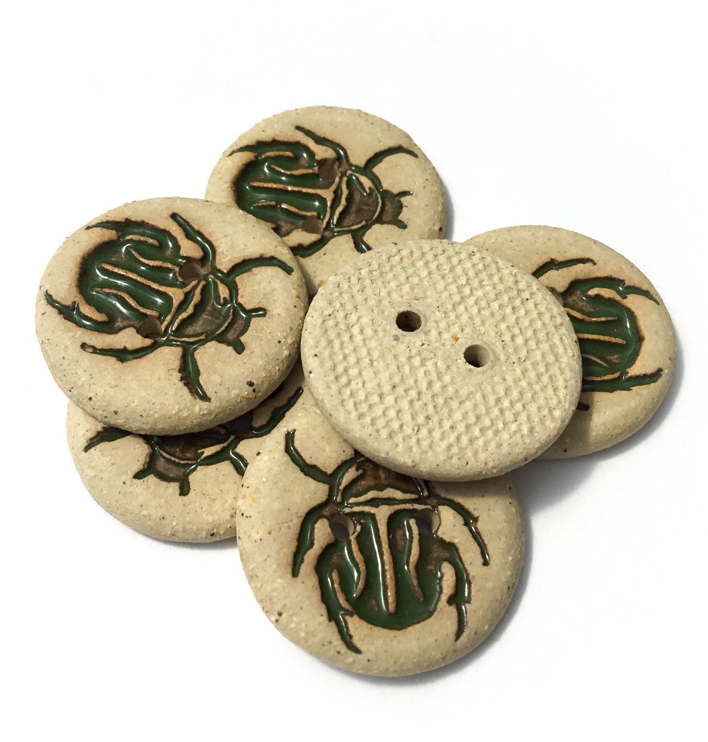 Stoneware Scarab Beetle Buttons 7/8"