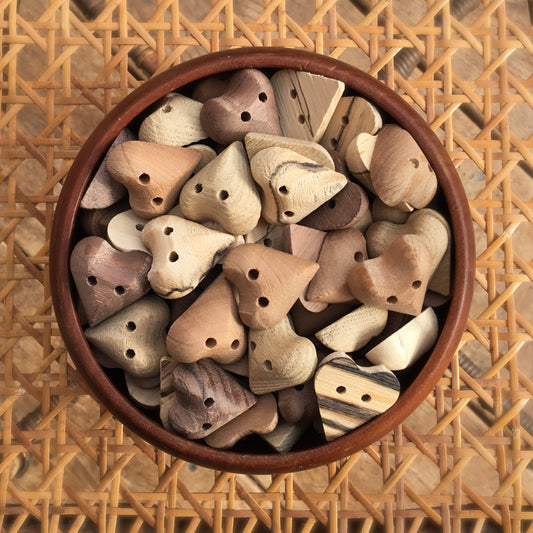 Unfinished Mixed Wooden Heart Buttons - 13/16" x 7/8"