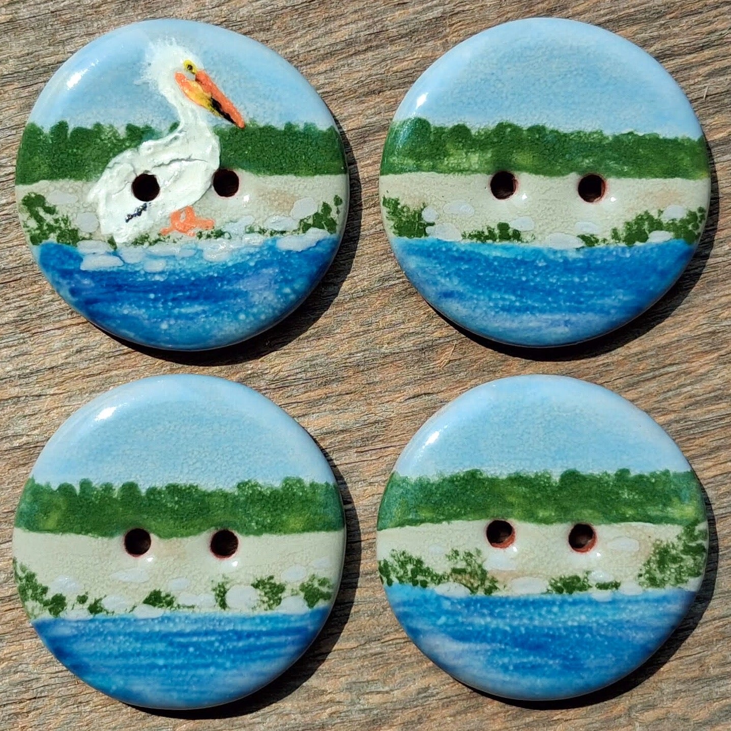‘Coastline Pelican’ 1-1/16” one-of-a-kind 4-pack