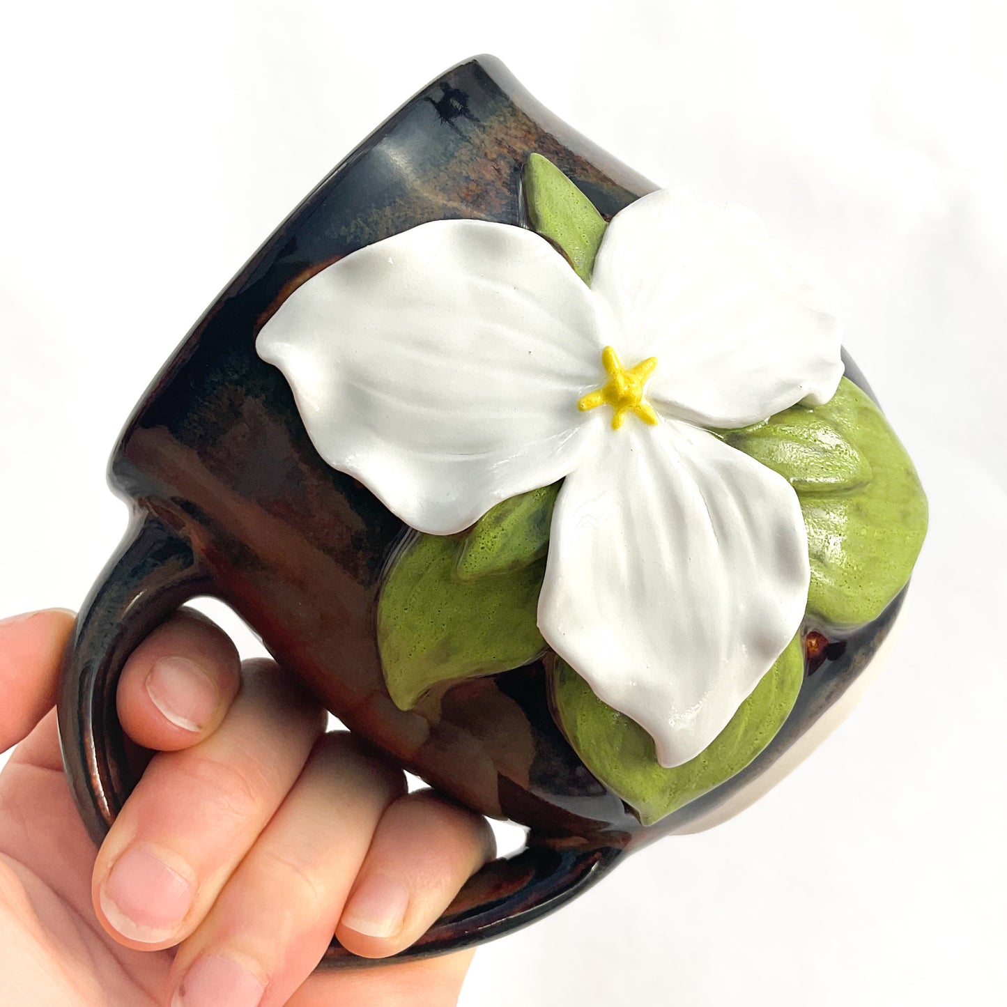 *Discounted* Trillium Hand Sculpted Porcelain Mug   12 oz