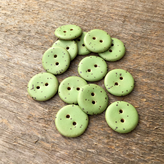 Matte Moss Green Fleck Stoneware Buttons - 3/4"