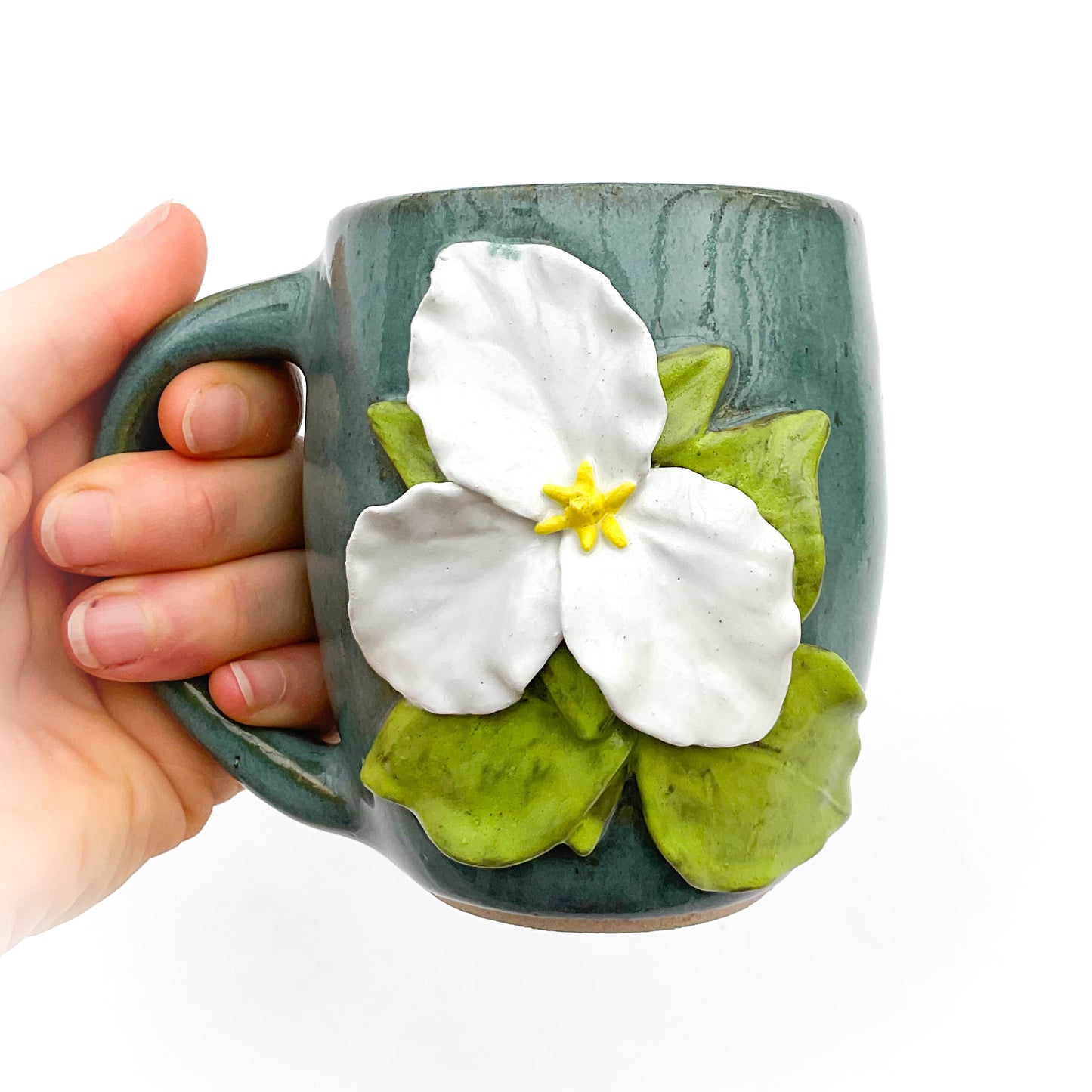 Trillium Hand Sculpted Stoneware Mug   11 oz