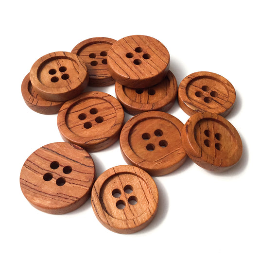Four Hole Inset Button - Mineral Streaked Cherry Wood  - 2 sizes