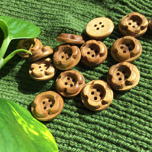 ‘Forest Flowers’ Sassafras Wood Buttons  3/4”