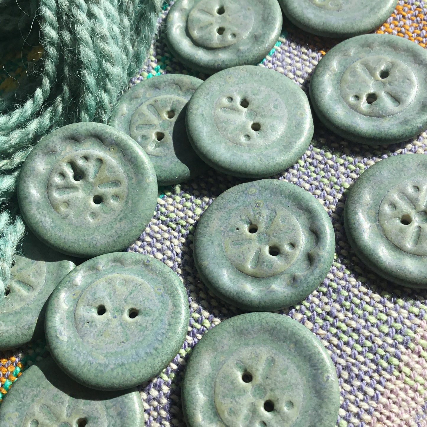 Tranquility Blue ‘Scalloped Flower’ Porcelain Button  1"