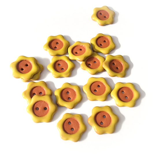 LOOPSIE DAISY Red Clay Button 'Gold' 7/8”