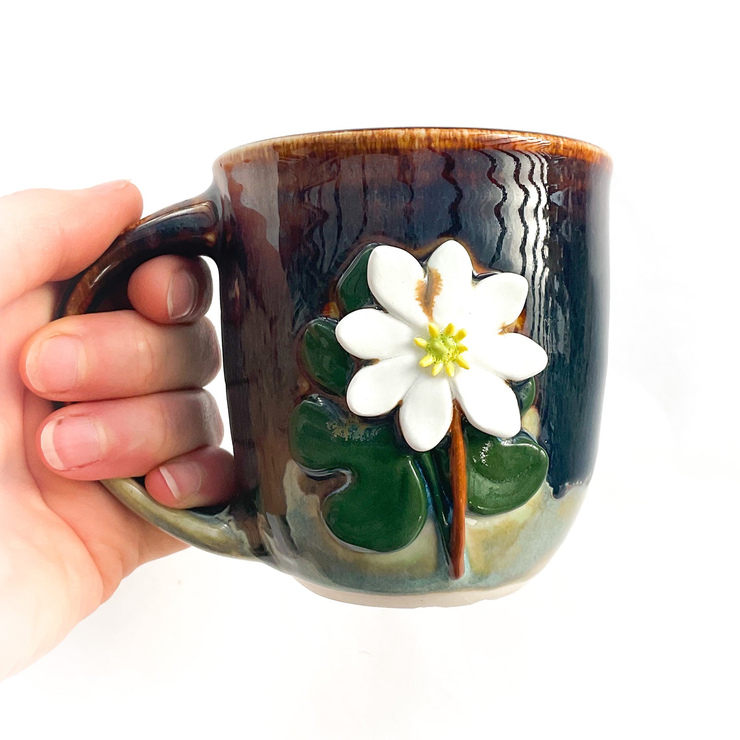 Bloodroot Hand Sculpted Porcelain Mug 9 oz