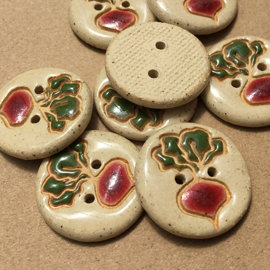 Natural Garden Beet Stoneware Button  7/8