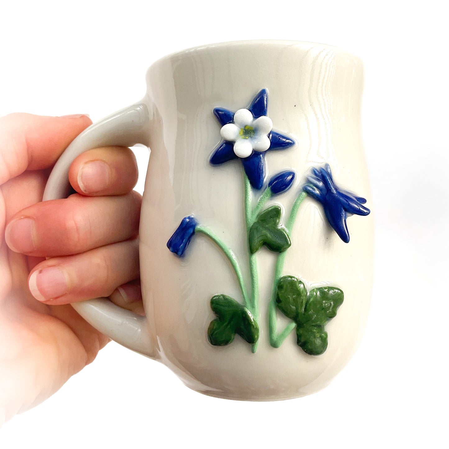 Columbine Hand Sculpted Porcelain Mug 10 oz