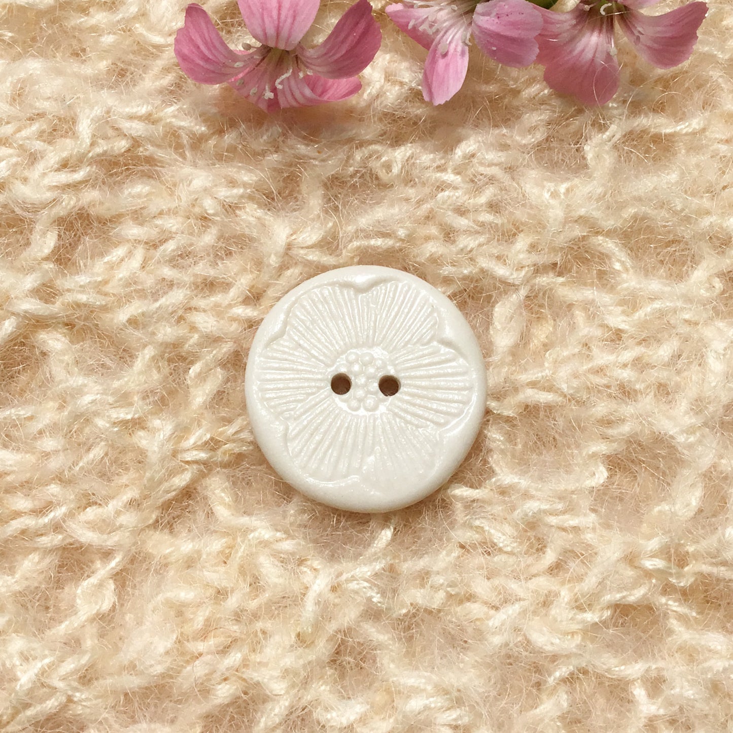 ‘Pressed Flowers’ Porcelain Button  7/8"
