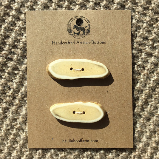 Polished Deer Antler Shed Buttons  2-1/2" x 3/4"  2-Pack