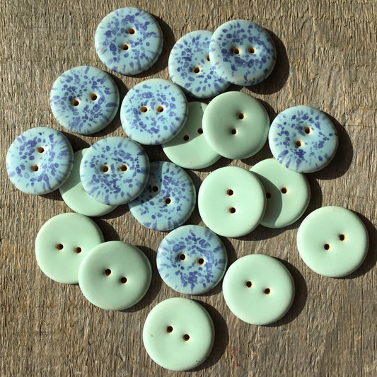 ‘Shades of Blue’ Stoneware Buttons  1-1/16"
