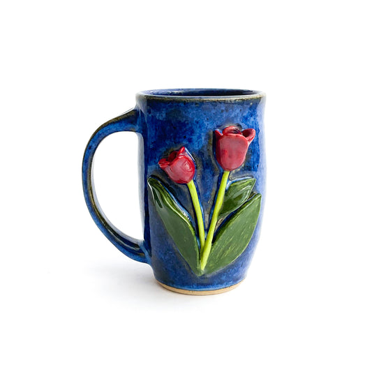 Tulip Hand Sculpted Stoneware Mug   12 oz