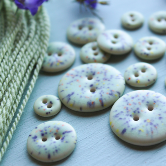 Speckled Mint - Matte Porcelain Buttons