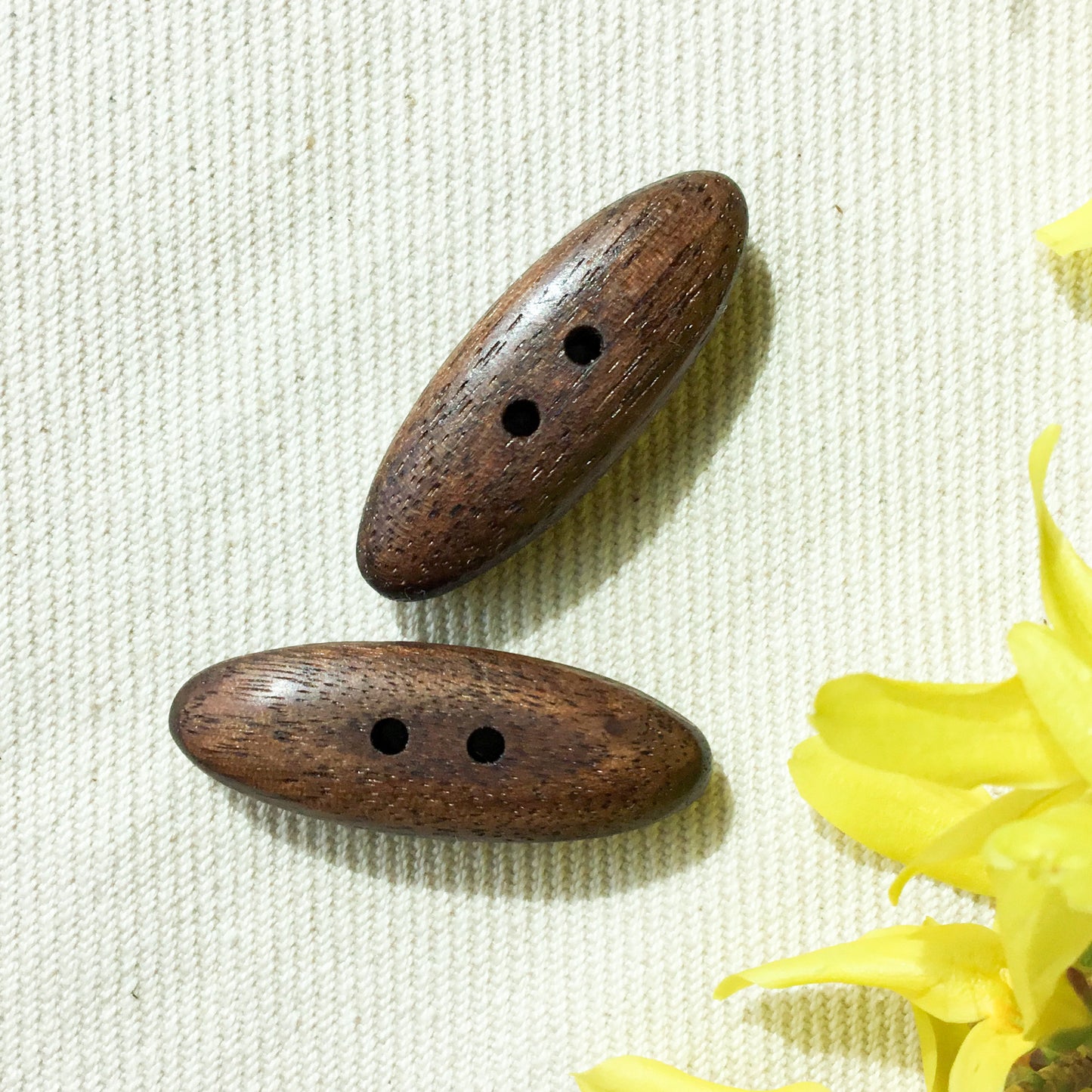 Polished Black Walnut Wood Toggle Buttons