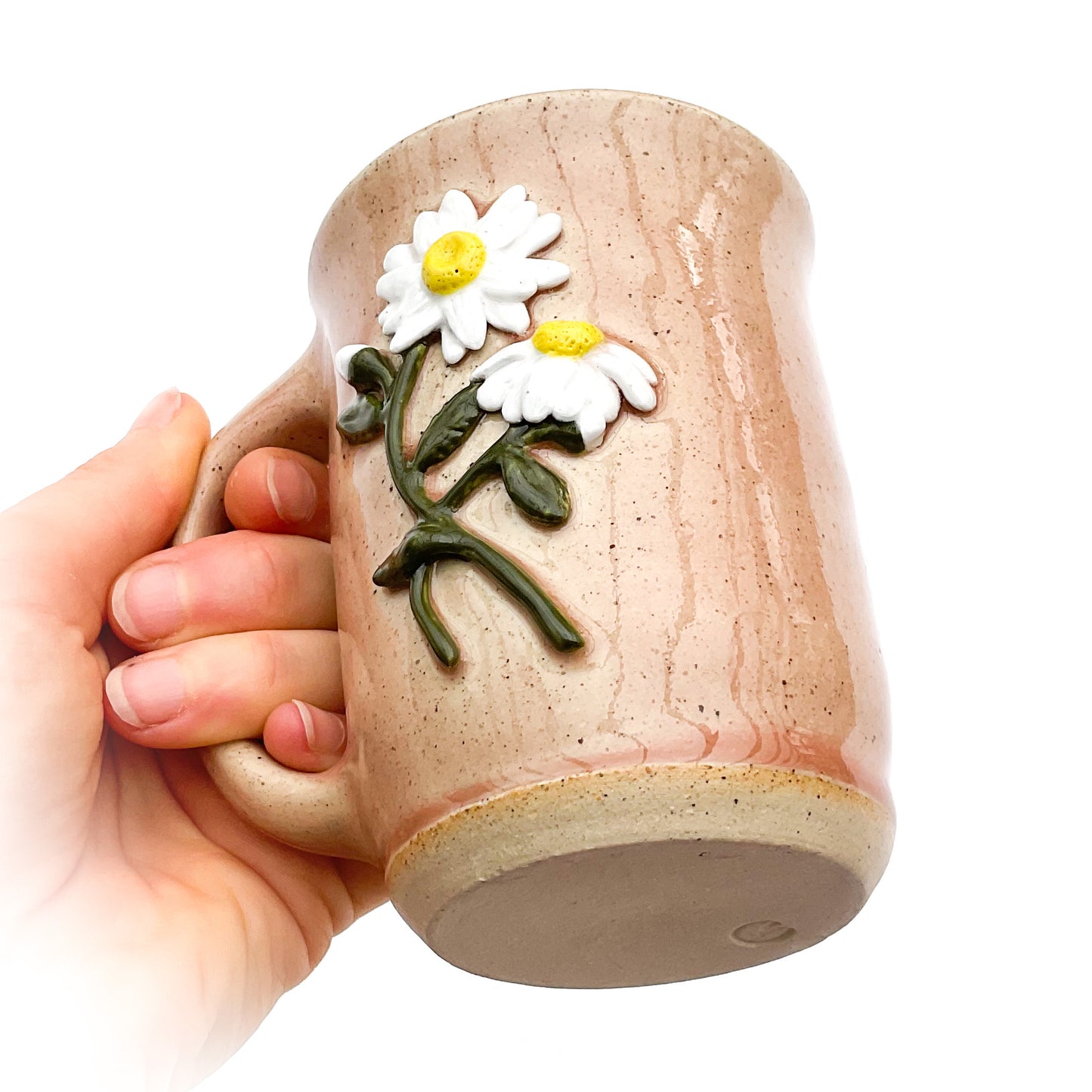 Daisy Hand Sculpted Stoneware Mug 10 oz