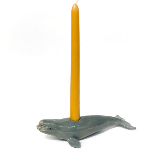 Beluga Whale Ceramic Candlestick Holder