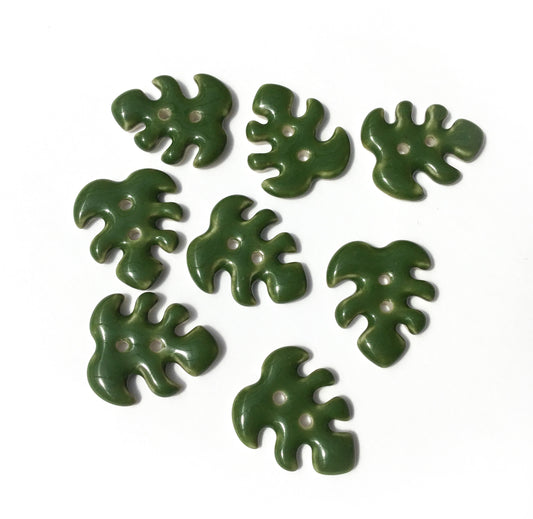 Monstera Leaf Porcelain Buttons  7/8" x 3/4"