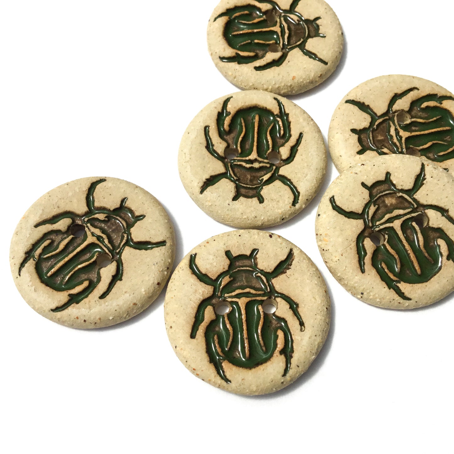 Stoneware Scarab Beetle Buttons 7/8"