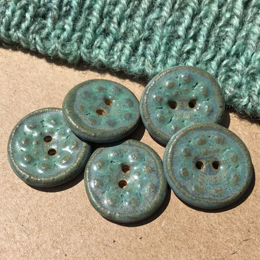Blue Stone 'Aster' Stoneware Button  13/16"