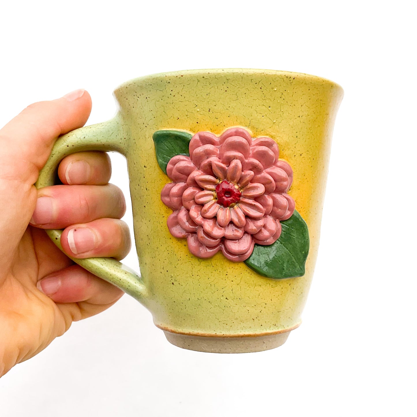 Zinnia Hand Sculpted Stoneware Mug   11 oz