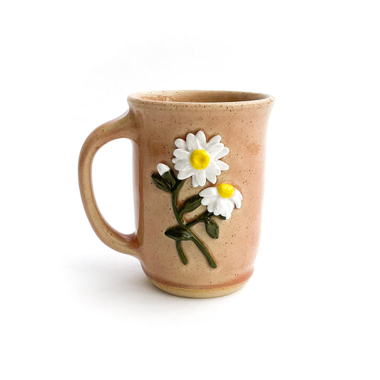 Daisy Hand Sculpted Stoneware Mug 10 oz