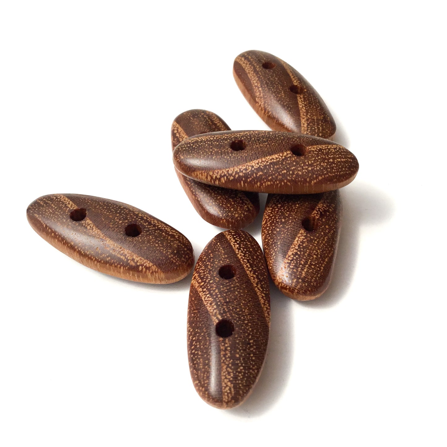 Polished Black Locust Toggle Buttons 5/8" x 1-7/16"  6-Pack