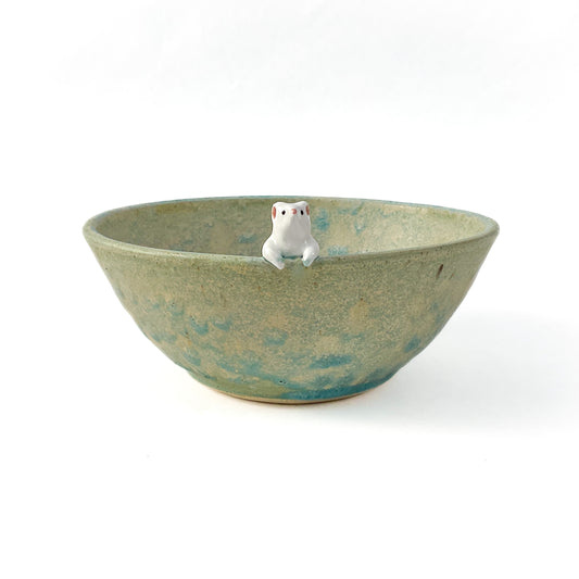 Mouse Hand Sculpted Stoneware Bowl for Decoration