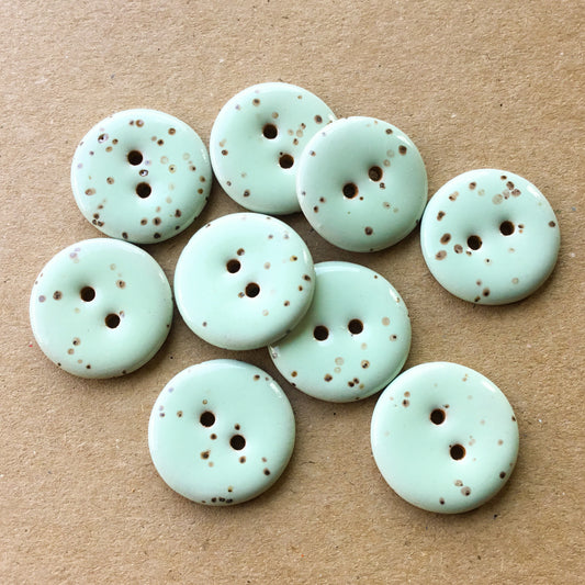 Light Aqua Stoneware Fleck Button  7/8"