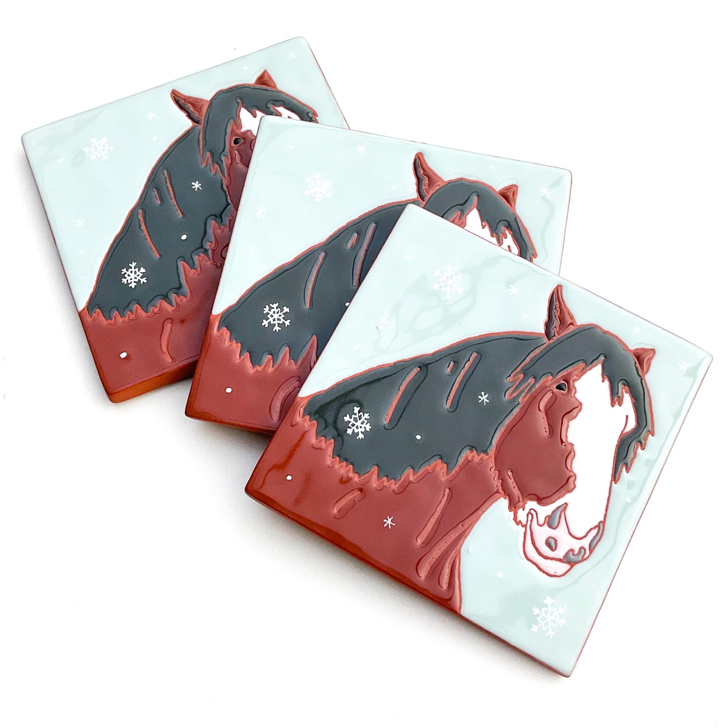 Clydesdale in Snowfall Coaster / Horse Trivet