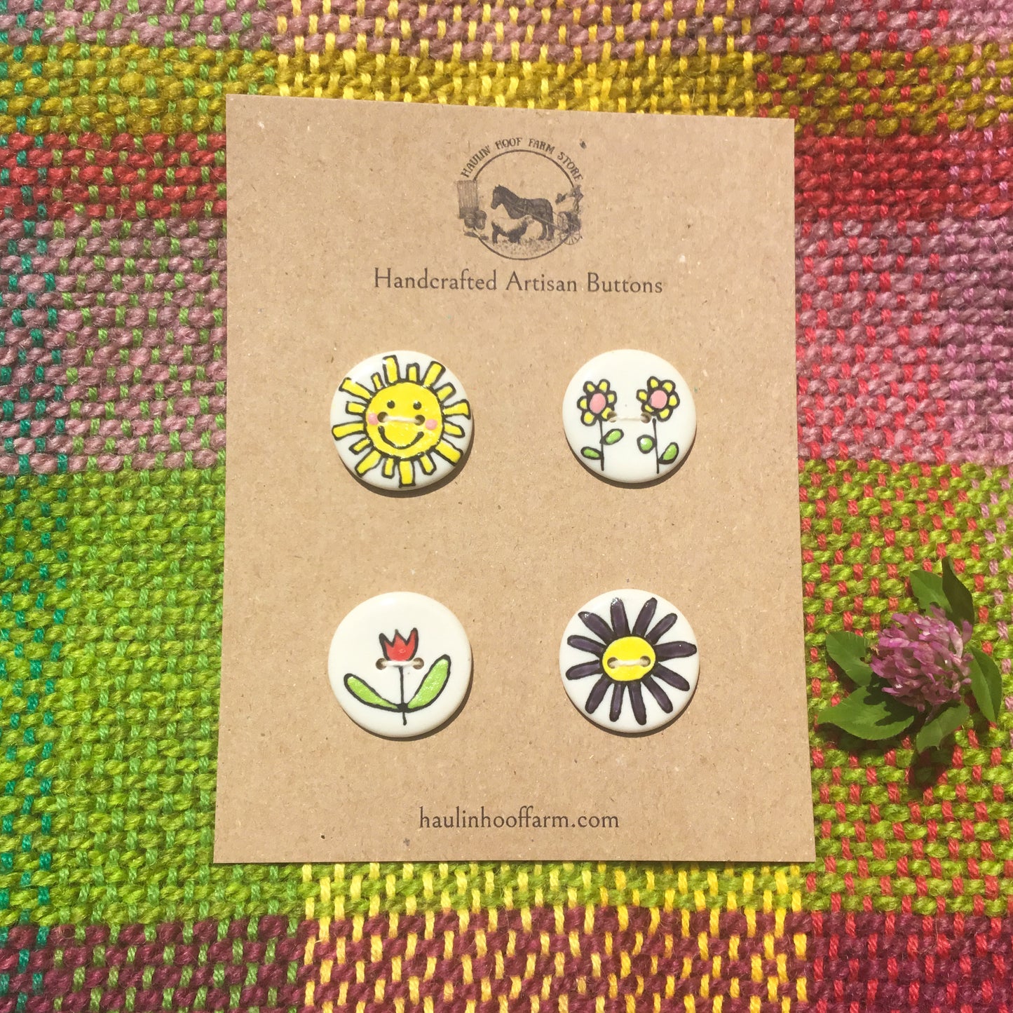Sunny Day Mixed Flowers Porcelain Button Set - 1”