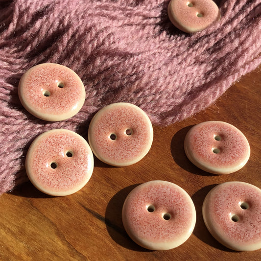 Pink Rhubarb Porcelain Button  7/8"