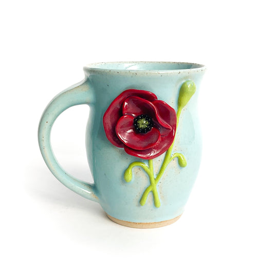 *Discounted* Poppy Hand Sculpted Stoneware Mug 10 oz