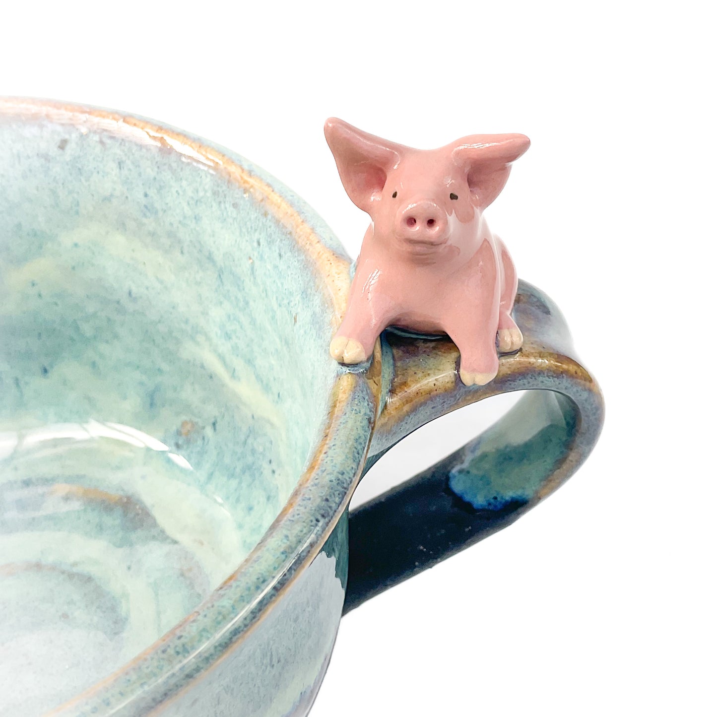 Pink Pig Hand Sculpted Stoneware Bowl