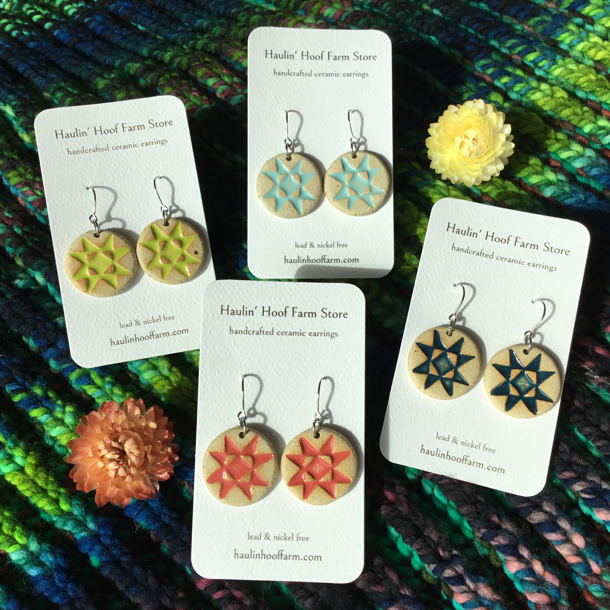 Rustic Ohio Star Stoneware Earrings