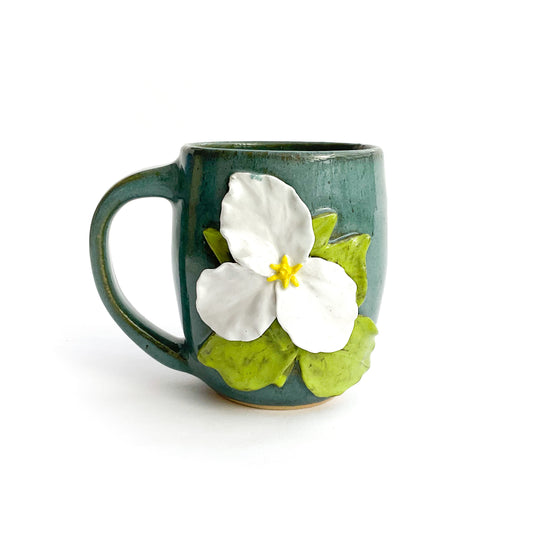 Trillium Hand Sculpted Stoneware Mug   11 oz