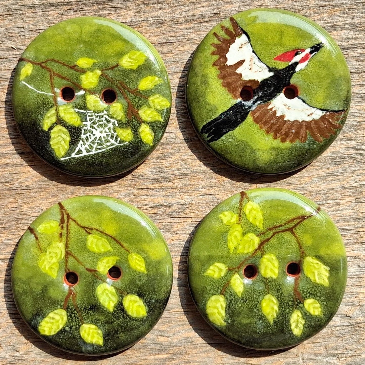‘Under the Canopy Woodpecker’ 1-1/16” one-of-a-kind 4-pack
