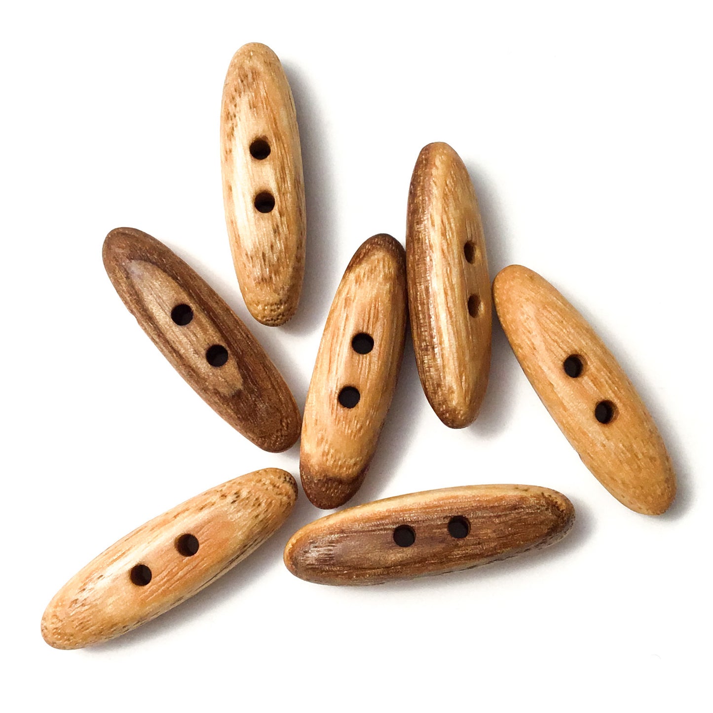 Polished Ash Wood Toggle Buttons - two sizes