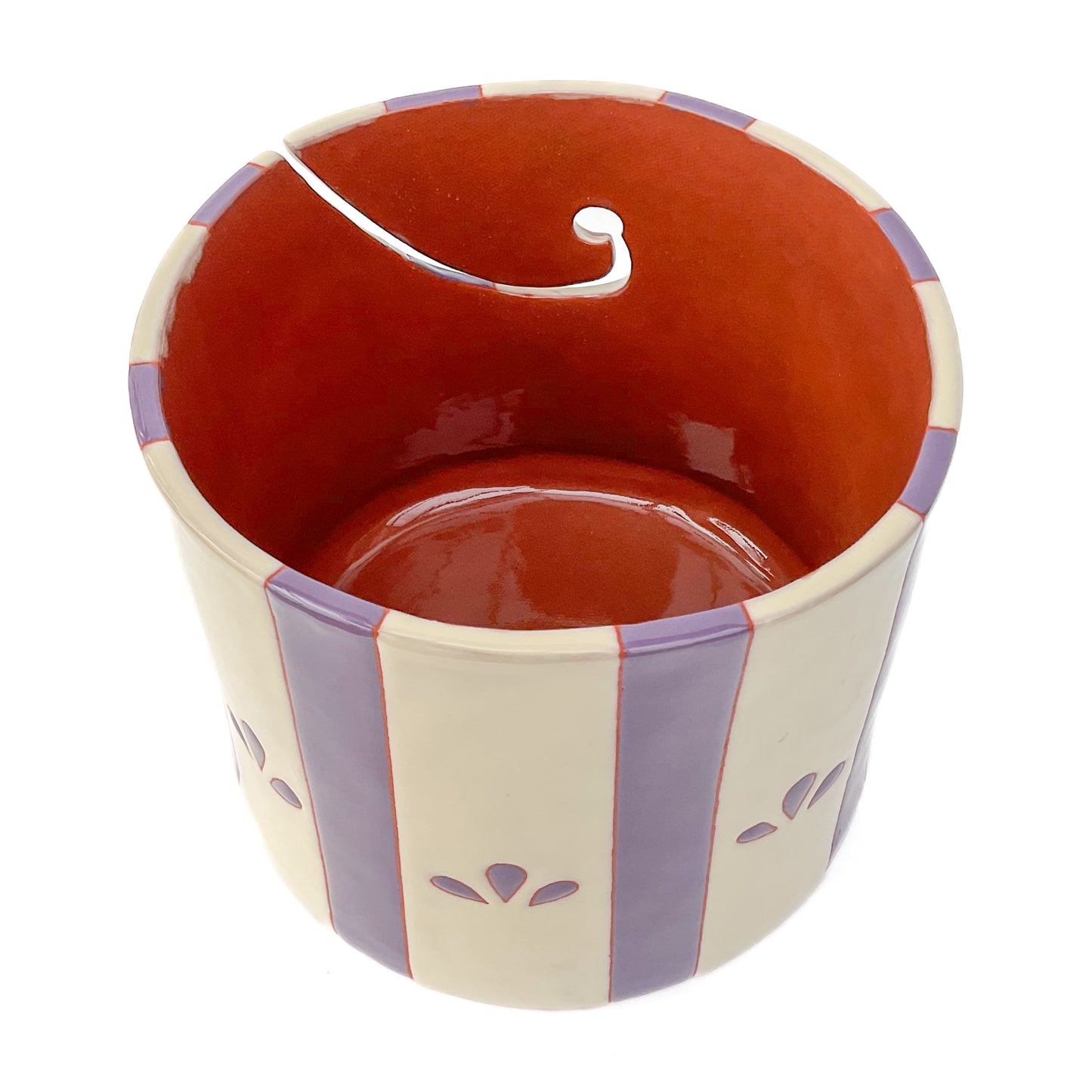 Purple Leaflet Yarn Bowl - Ceramic Yarn Bowl
