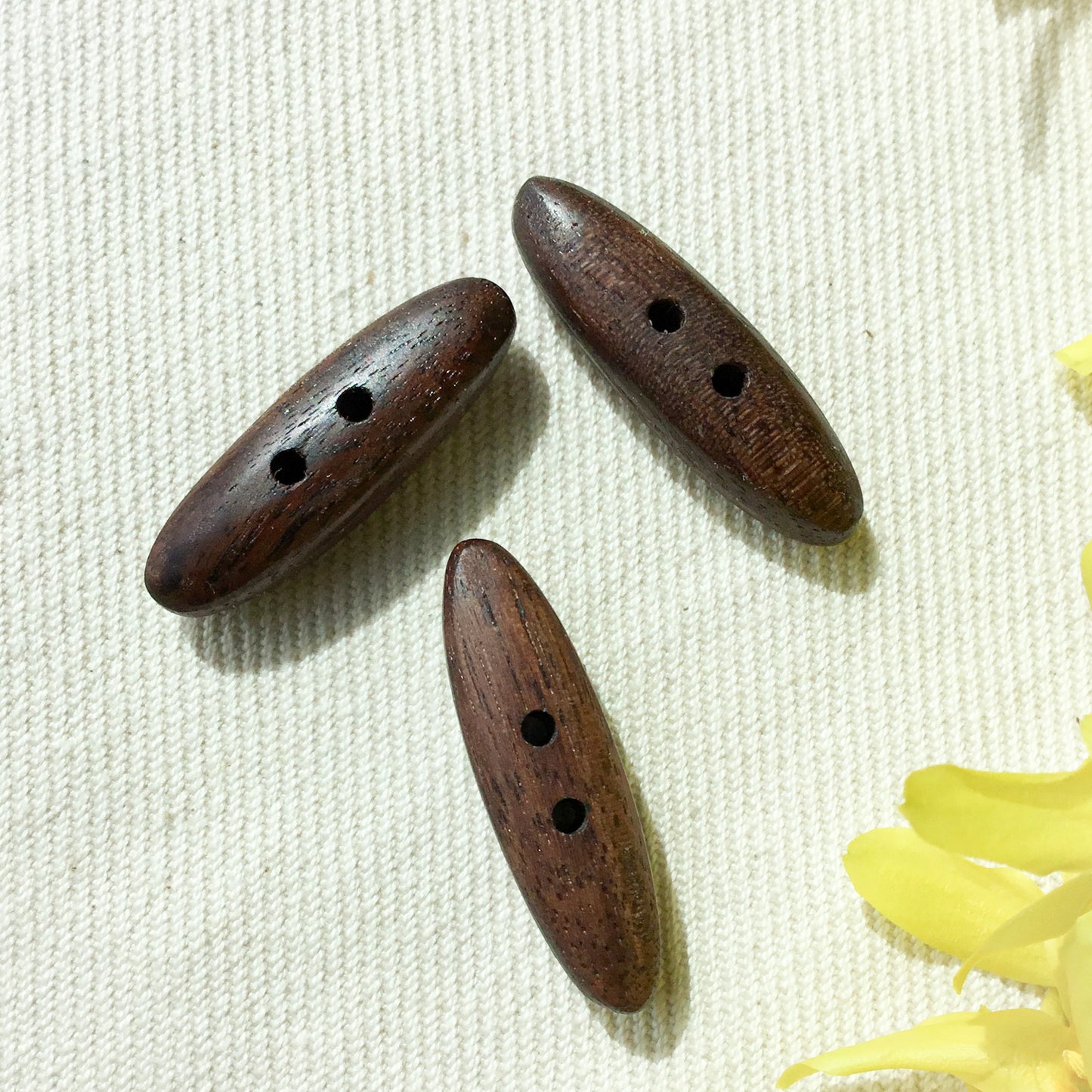 Polished Black Walnut Wood Toggle Buttons