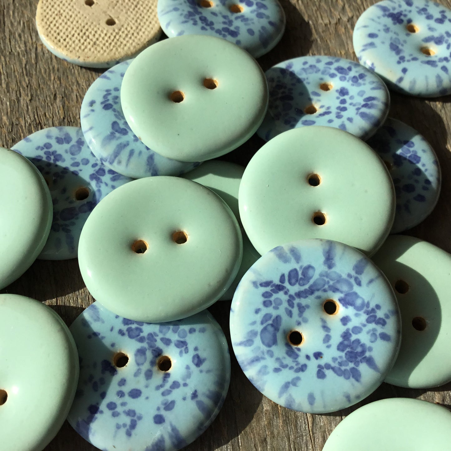‘Shades of Blue’ Stoneware Buttons  1-1/16"
