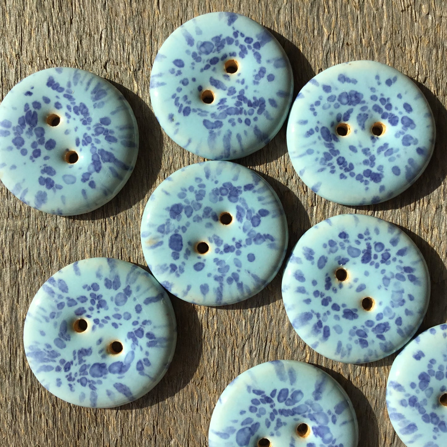 ‘Shades of Blue’ Stoneware Buttons  1-1/16"