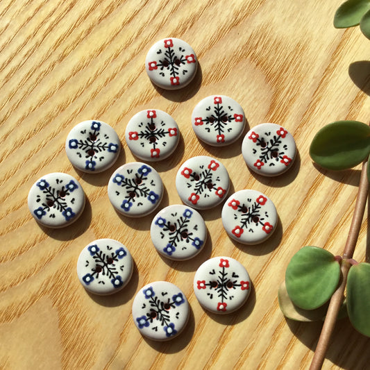 ‘Nordic Garden’ Ceramic Button  3/4"
