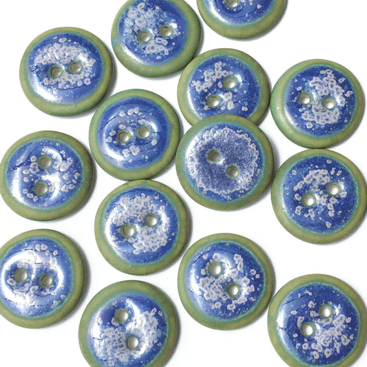 'Water Flowers' Porcelain Button  11/16" & 7/8"