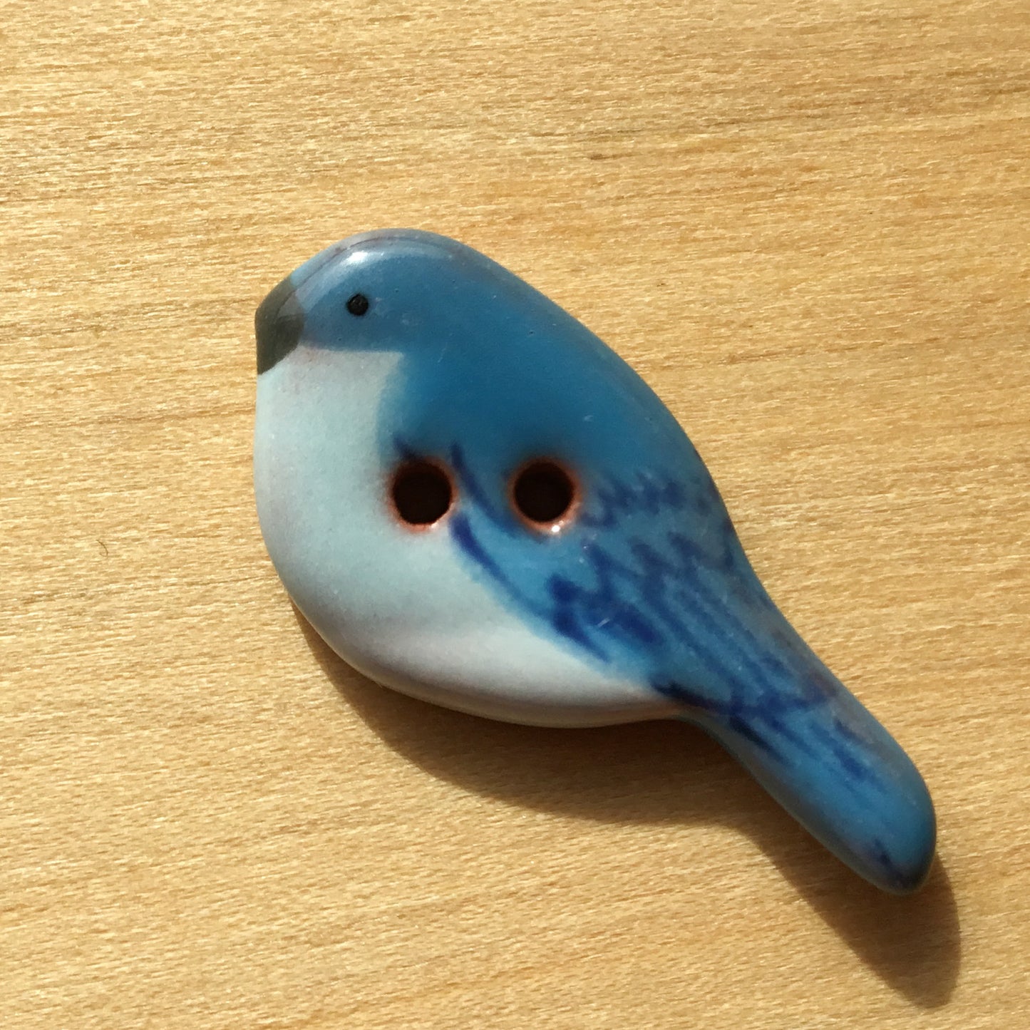 New! Ceramic Perching Songbird Button 1/2” x 1-1/8"