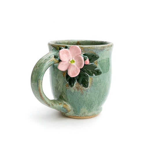 Wild Geranium Hand Sculpted Stoneware Mug 9 oz