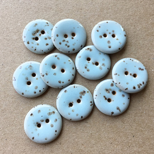 Baby Blue Stoneware Fleck Button  7/8"