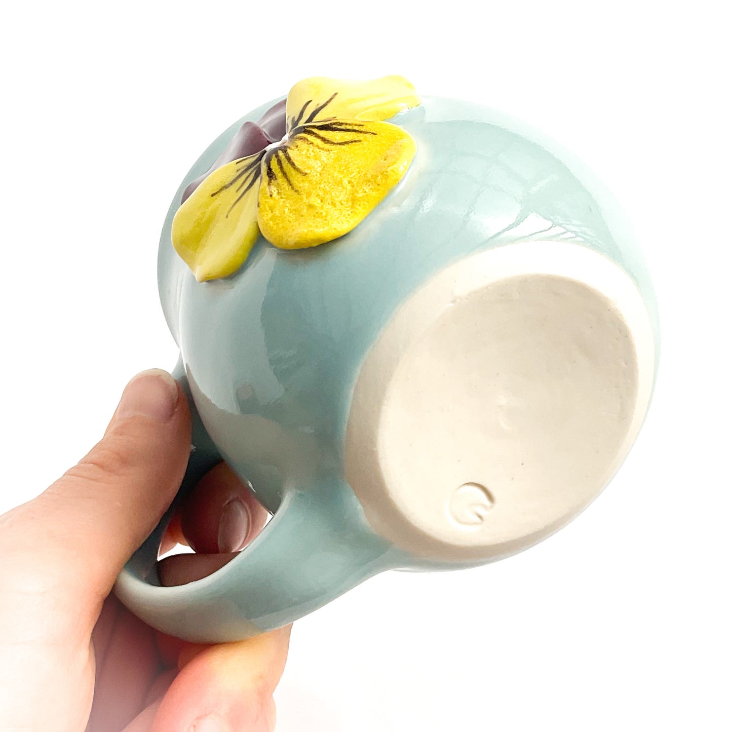 Pansy Hand Sculpted Porcelain Mug 9 oz