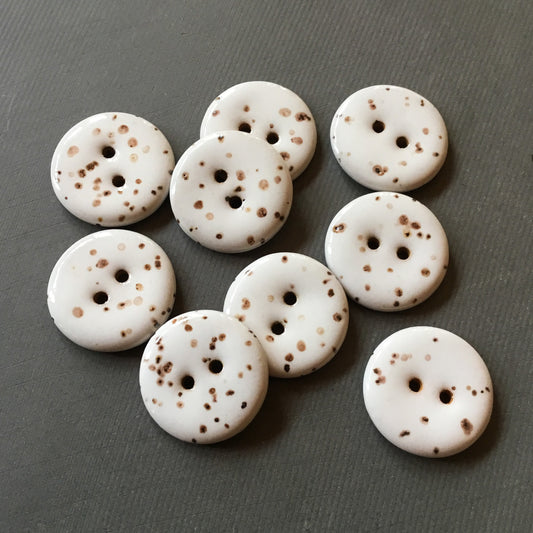 White Stoneware Fleck Button  7/8"